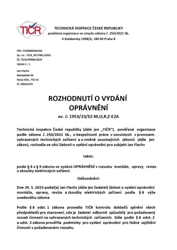 Elektro osvědčení